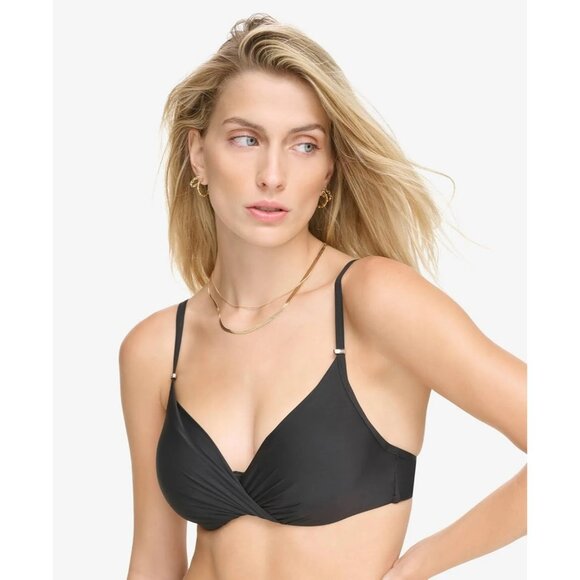 Calvin Klein Black Liquid Touch Swim Bra Removable Soft Cups Adjustable Size S - Picture 1 of 5